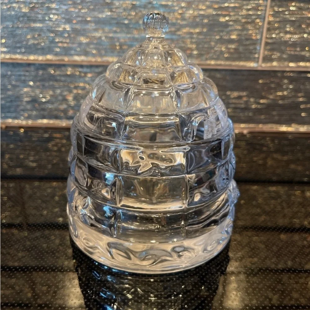 Silversmith Crystal Honey Jar Beehive Honey Jar Honey Pot Dish Honey MEL Holder - Picture 1 of 8